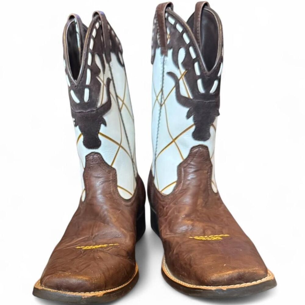 Ariat Dakota Dogger Cowboy Boots Brown White Western Boots Youth 6 Womens 7 - Picture 6 of 7